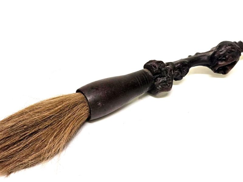 Antiguo pincel decorativo de madera de cerezo tallada - 73cm 2