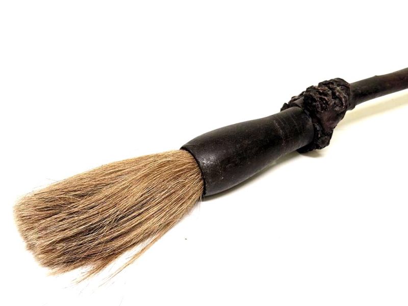 Antiguo pincel decorativo de madera de cerezo tallada - 74cm 2