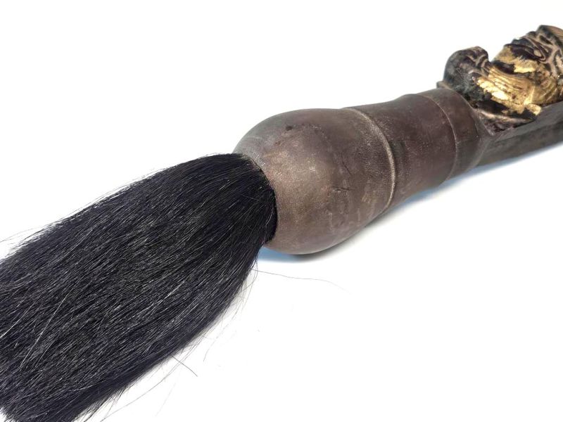 Antiguo Pincel Tallado con Perro Fu Protector – Símbolo Guardián Imperial de la Dinastía Qing 2