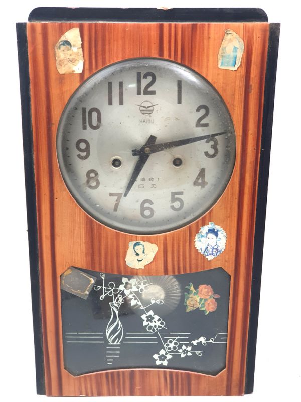 Antiguo reloj chino - péndulo chino - Haidu - Ramo de flores 1