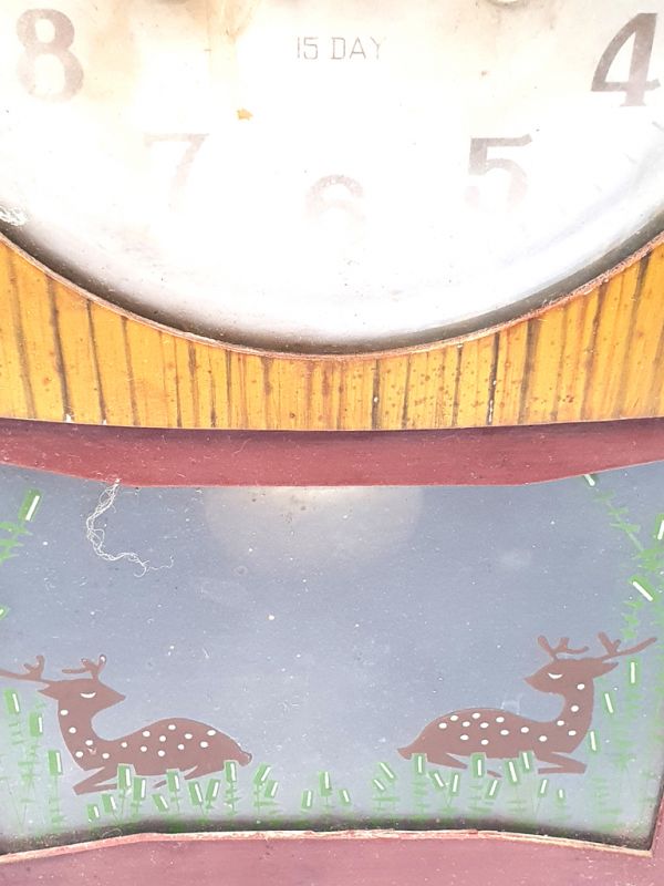 Antiguo reloj chino - péndulo chino - Polaris - 2 cervatillos en el bosque 3