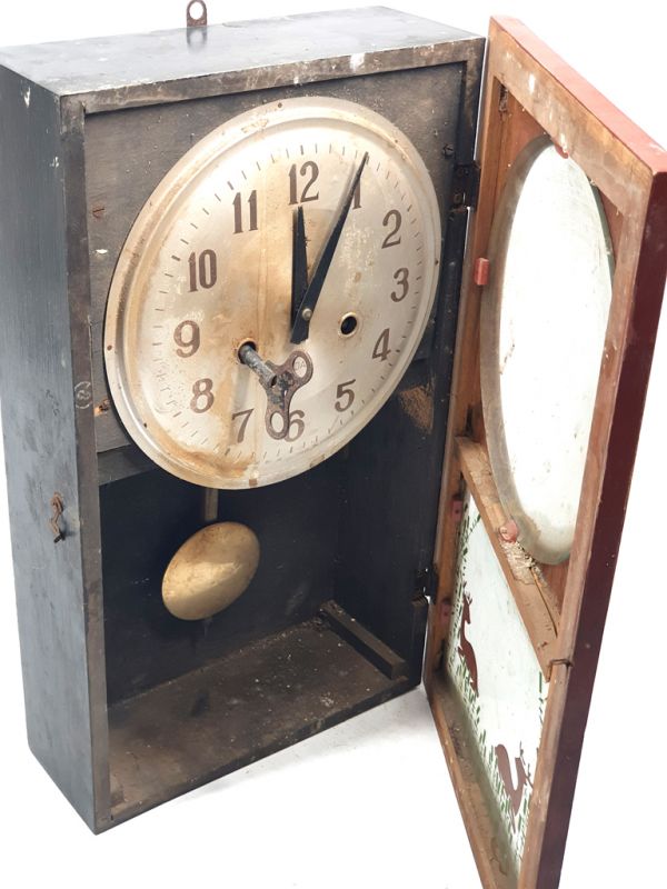 Antiguo reloj chino - péndulo chino - Polaris - 2 cervatillos en el bosque 5
