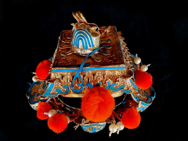 Haga clic en la imagen para ampliar Antiguo Sombrero teatro chino Antiguo tocado de teatro chino enemigo japonés - Samurai 5 5