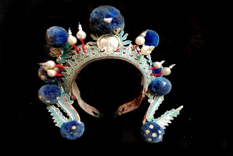 Antiguo Sombrero teatro chino - Corona - Azul 1