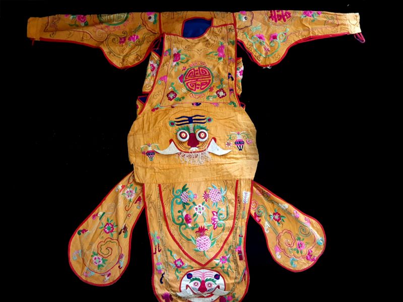 Antiguo teatro traje chino Amarillo - Dragón gracioso 1