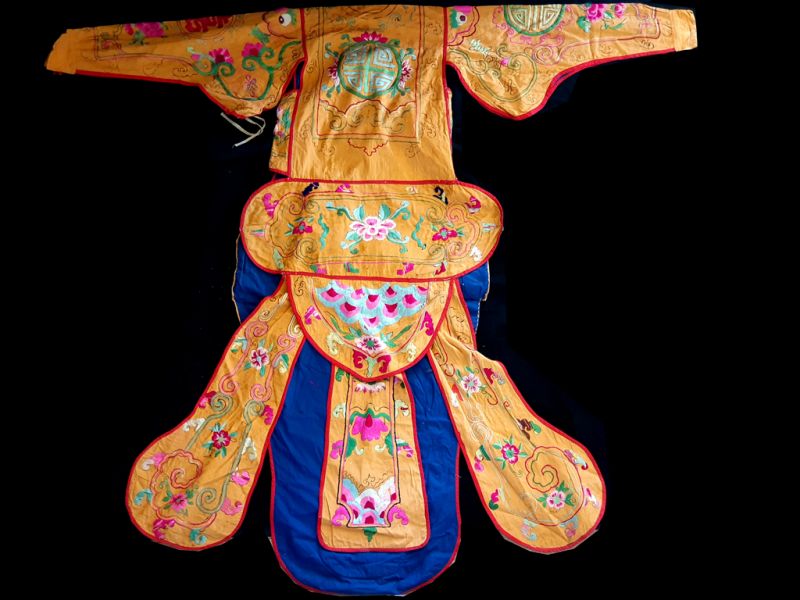 Antiguo teatro traje chino Amarillo - Dragón gracioso 4