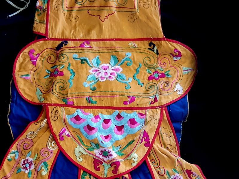 Antiguo teatro traje chino Amarillo - Dragón gracioso 5