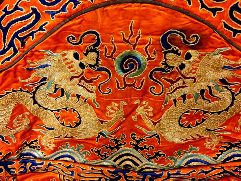 Antiguo teatro traje chino Naranja y dorado 4