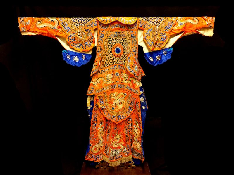 Antiguo teatro traje chino Naranja y dorado 5