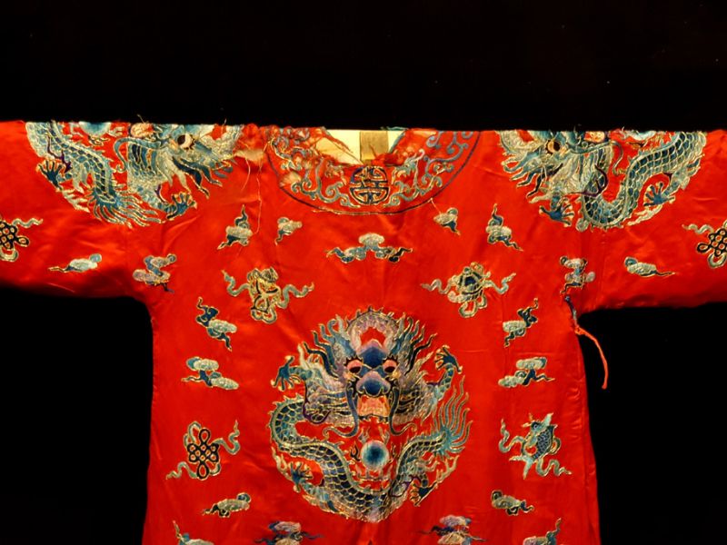 Antiguo teatro traje chino - Rojo / Dragón 3