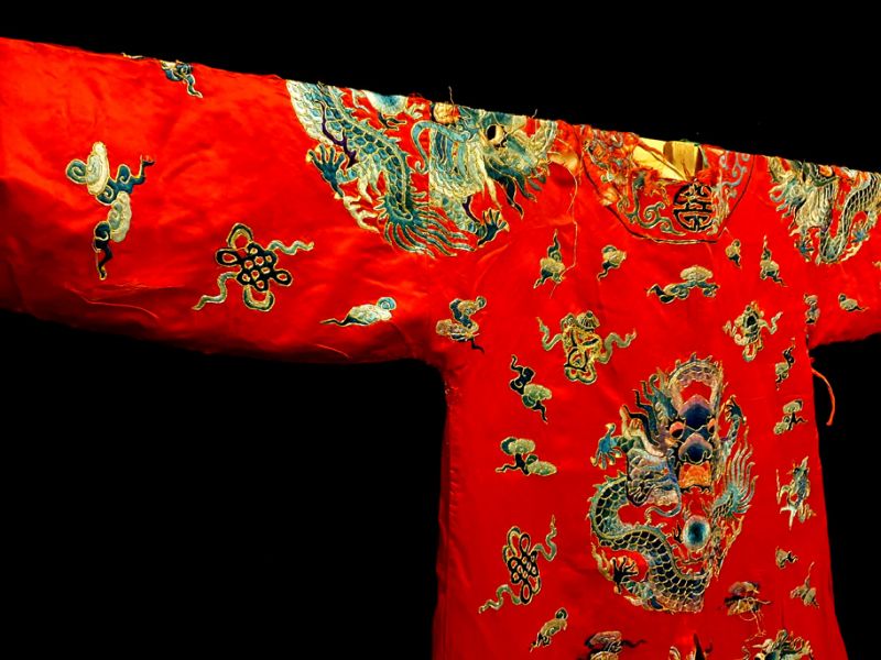 Antiguo teatro traje chino - Rojo / Dragón 4