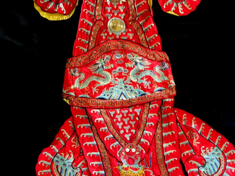 Antiguo teatro traje chino Rojo - Dragones dobles 2