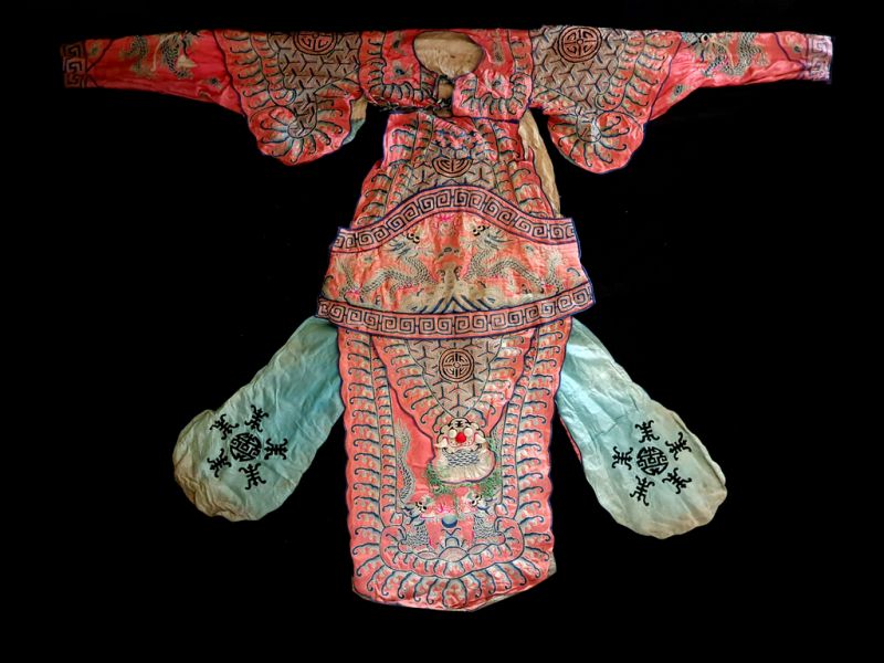 Antiguo teatro traje chino Rosa - Dragones 1