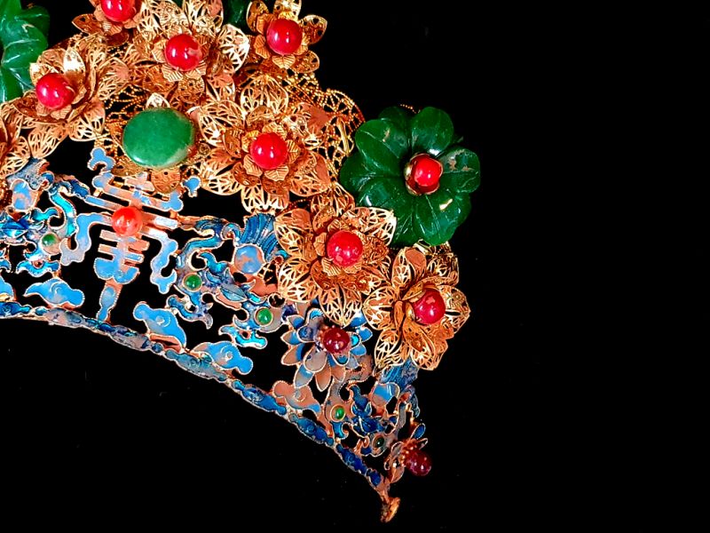 Antiguo tiara china de teatro dorado 2
