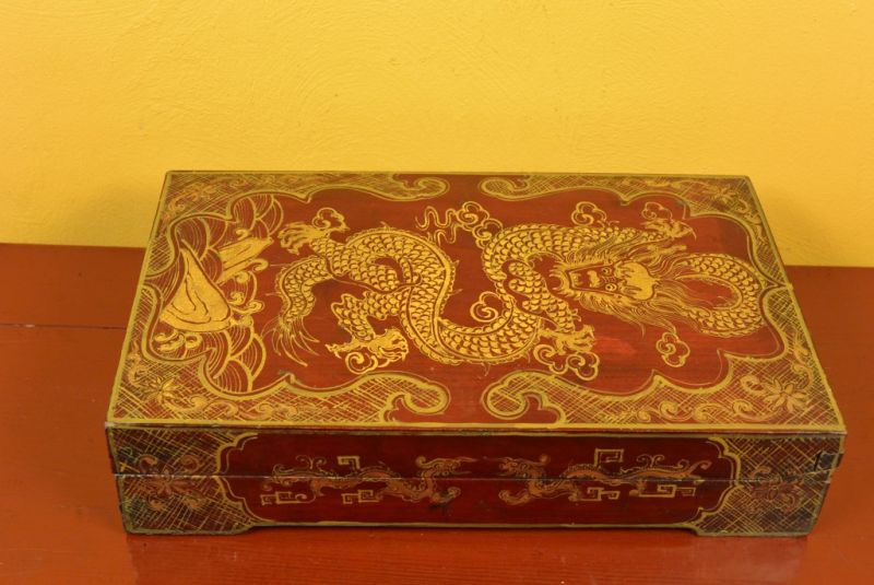 Antike Chinesische Lackkunst Kalligraphie-Box 4