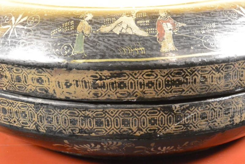 Antike Chinesische Lackkunst Round Box - Qing-Dynastie 2