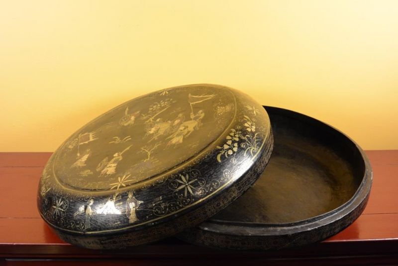 Antike Chinesische Lackkunst Round Box - Qing-Dynastie 5