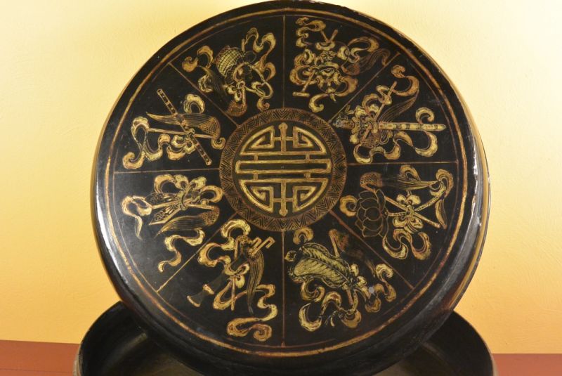 Antike Chinesische Lackkunst Round Box Qing-Dynastie 2