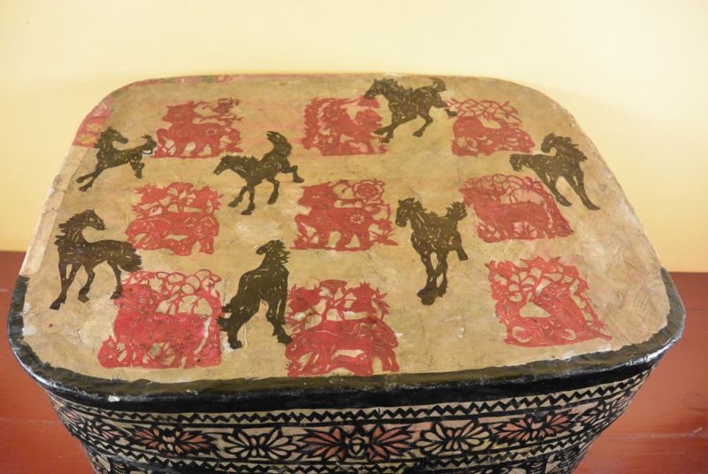 Antike Chinesische Papier Schatulle Blumen und Tiere 2