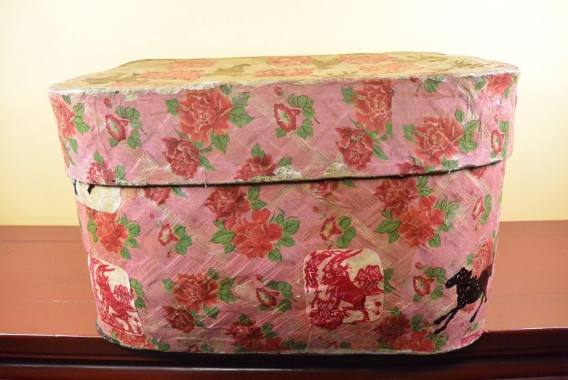 Antike Chinesische Papier Schatulle Blumen und Tiere 3
