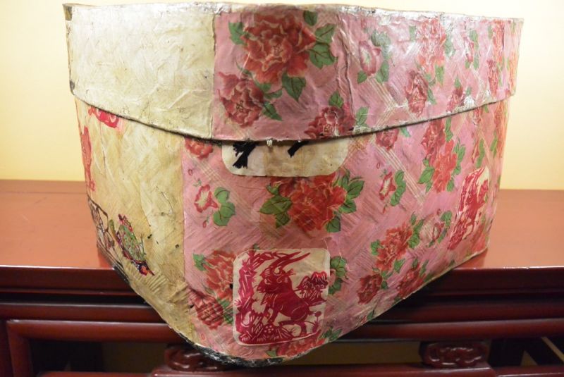 Antike Chinesische Papier Schatulle Blumen und Tiere 4