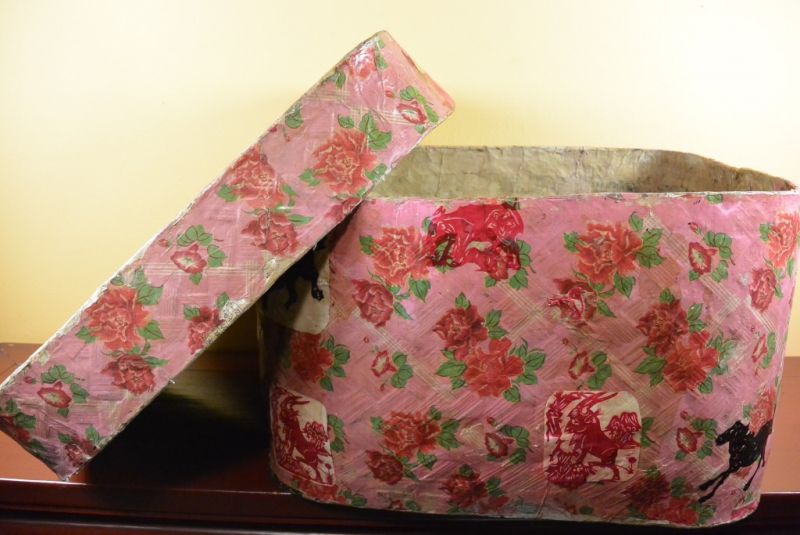 Antike Chinesische Papier Schatulle Blumen und Tiere 5