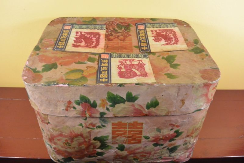 Antike Chinesische Papier Schatulle Pfingstrose Blume 2