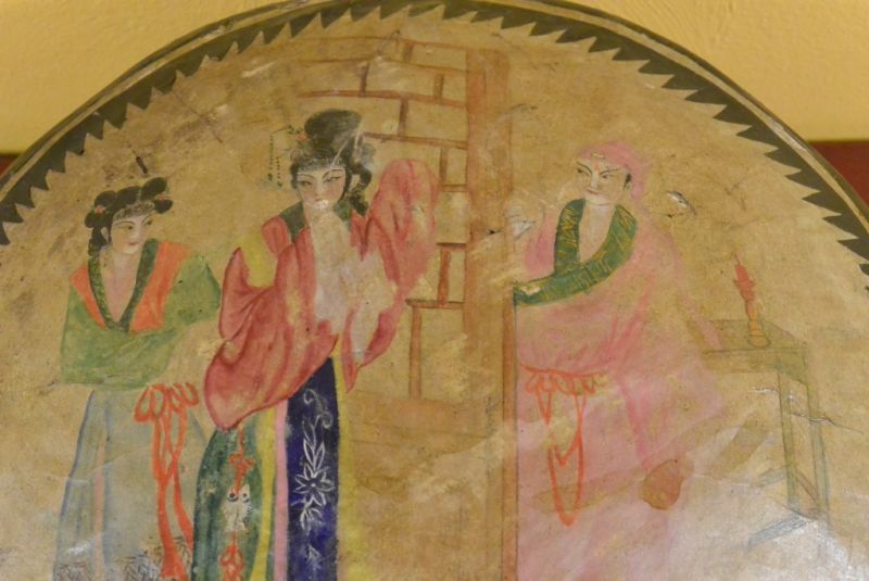 Antike Chinesische Papier Schatulle Runde 2