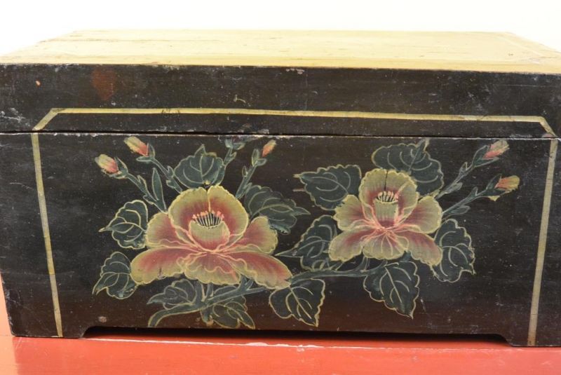 Antike Chinesische Truhe Doppel Blumen 2