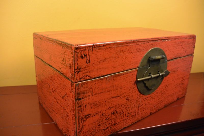 Antike Chinesische Truhe Große lackierte Box 3
