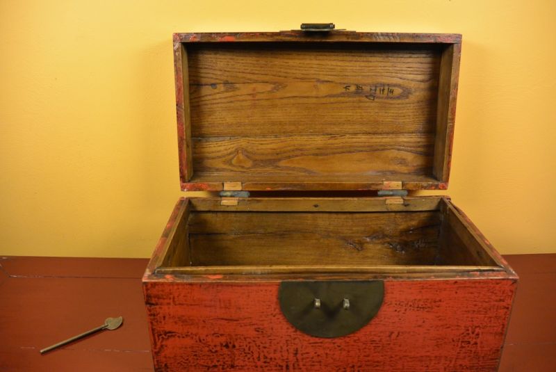 Antike Chinesische Truhe Große lackierte Box 4