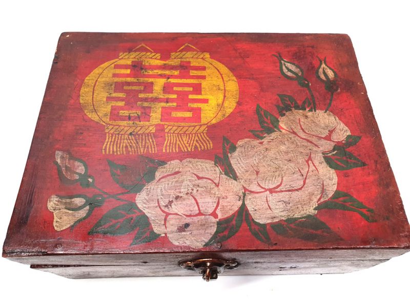 Antike Chinesische Truhe Mao-Zeit - Glück - Blumen 2