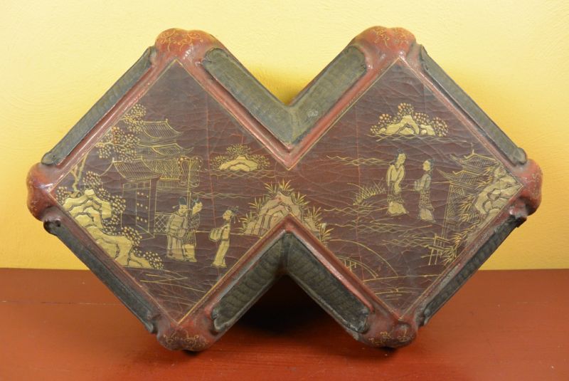 Antike Lackkunst Diamant-box chinesische Landschaft 2