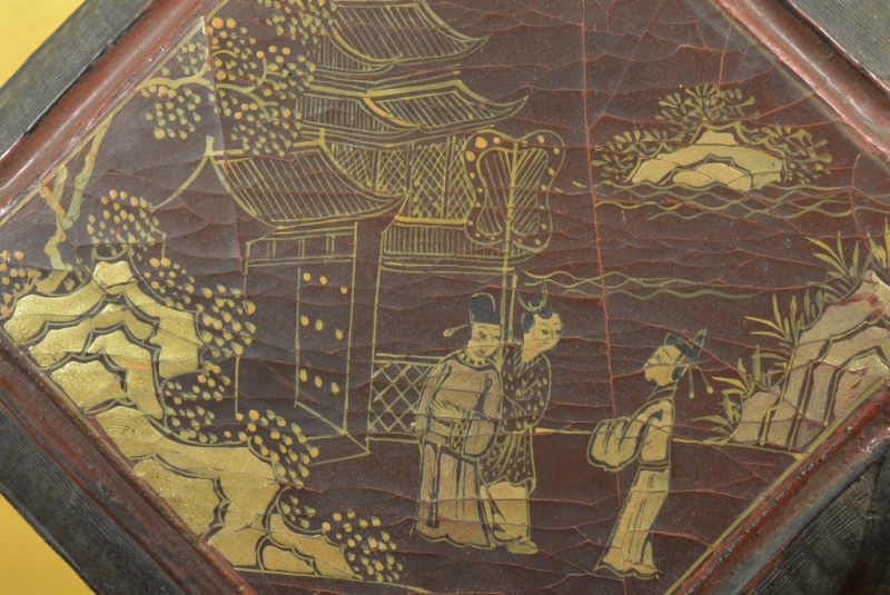 Antike Lackkunst Diamant-box chinesische Landschaft 3