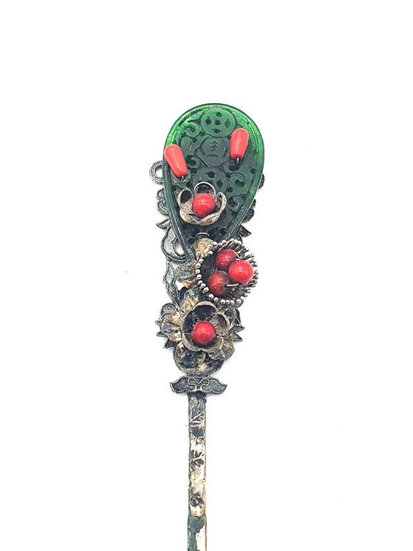 Antiker chinesischer Haarstift - Jadeblume 2