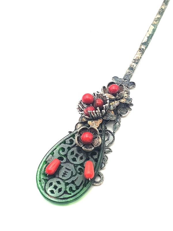 Antiker chinesischer Haarstift - Jadeblume 3