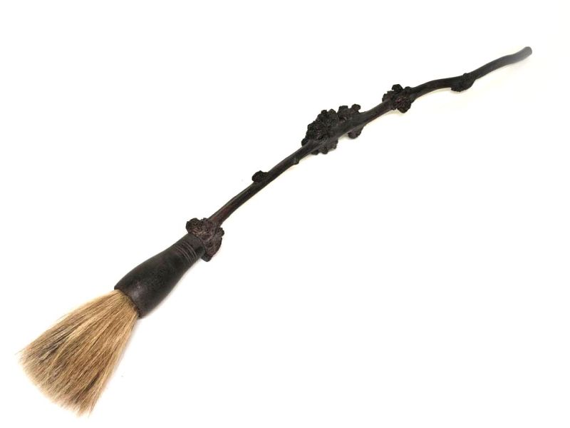 Antique Decorative Cherry Wood Carved Brush - 73cm 1