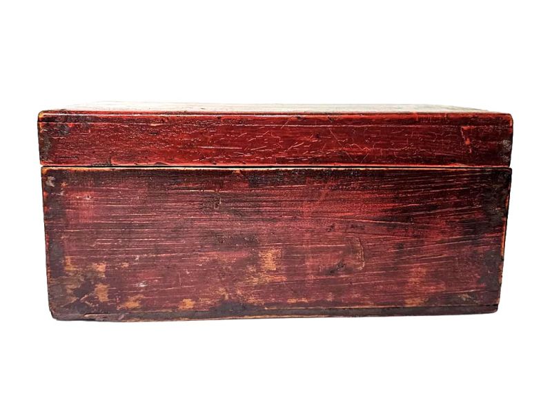 Click thumbnail to enlarge and hover over the picture to zoom Antique Patinated Red Chinese Wooden Chest 2