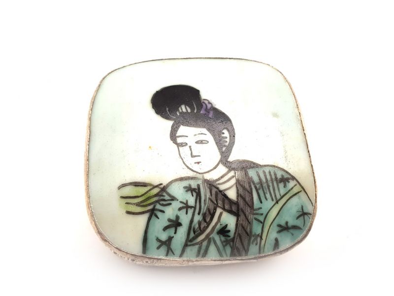 Asian Box Metal and Porcelain Court lady 2 3