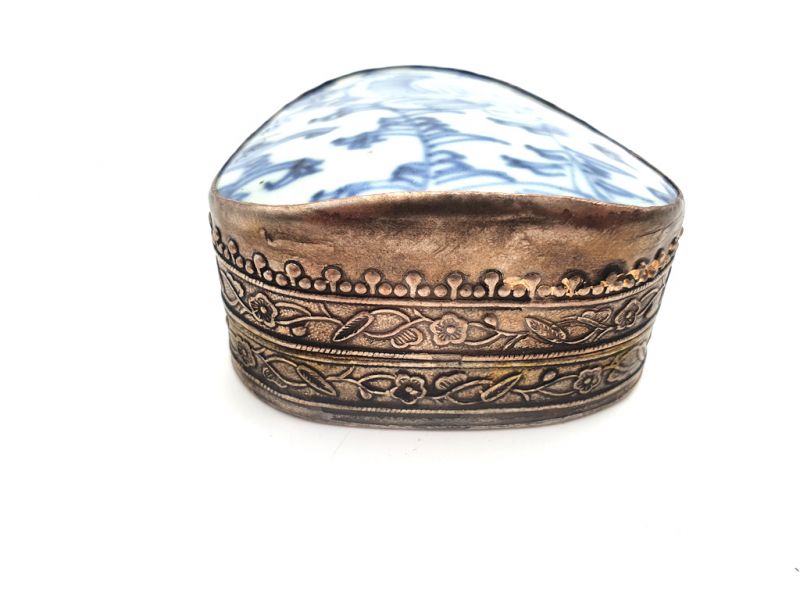 Asian Box Metal and Porcelain Qing 3