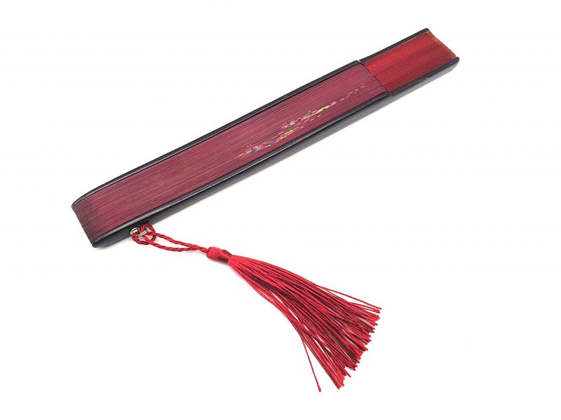 Asian Hand fan - Hand Painted - Red Bordeaux 3