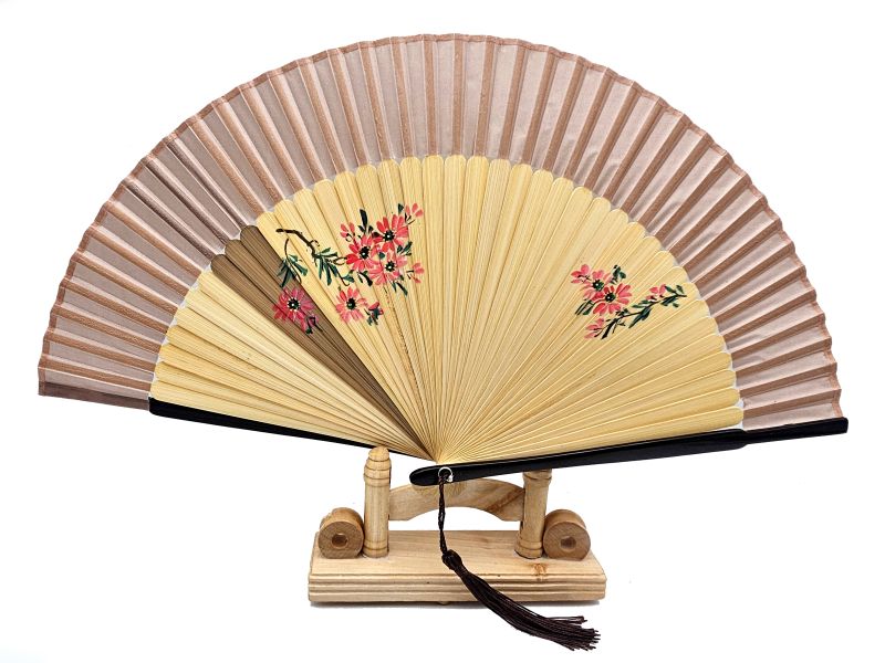 Click thumbnail to enlarge and hover over the picture to zoom Asian Hand fan - Hand Painted - Two-tone 1