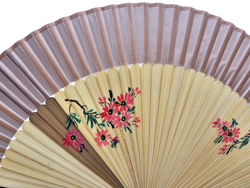 Click thumbnail to enlarge and hover over the picture to zoom Asian Hand fan - Hand Painted - Two-tone 2
