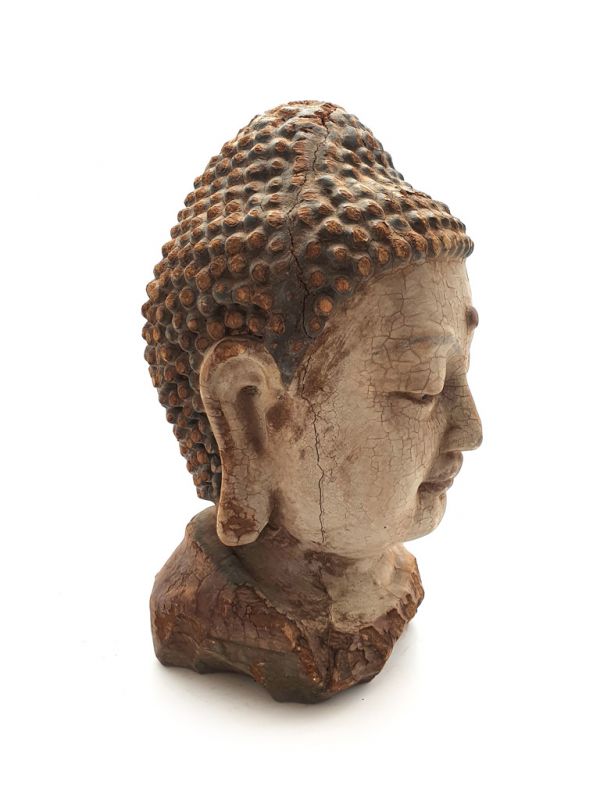 Asian wooden statue - Buddha head 27cm 3
