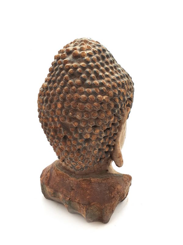 Asian wooden statue - Buddha head 27cm 4