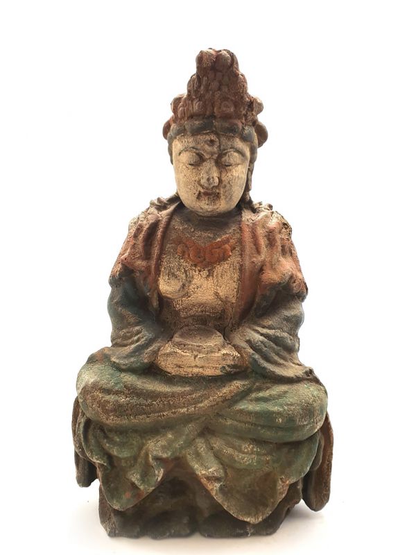 Asian wooden statue Chinese goddess 1