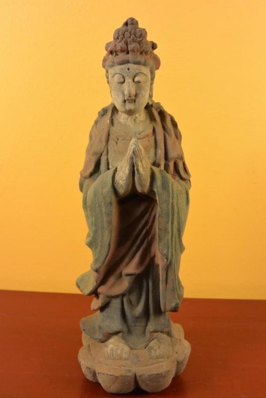 Asian wooden statue - Goddess Guanyin standing 1