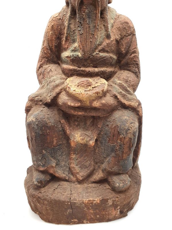 Asian wooden statue - Tudi Gong 3
