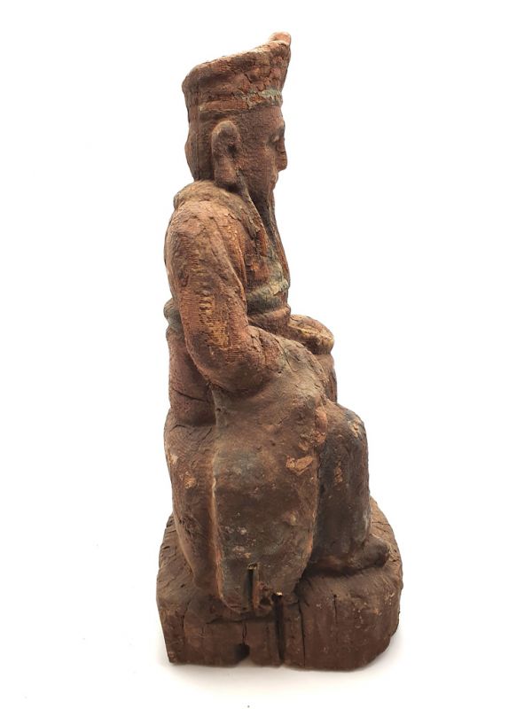 Asian wooden statue - Tudi Gong 4