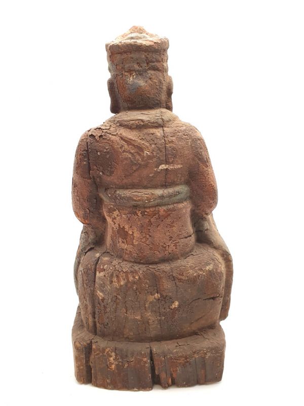 Asian wooden statue - Tudi Gong 5